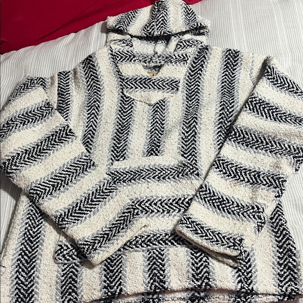 Black and White Striped Hoodie
